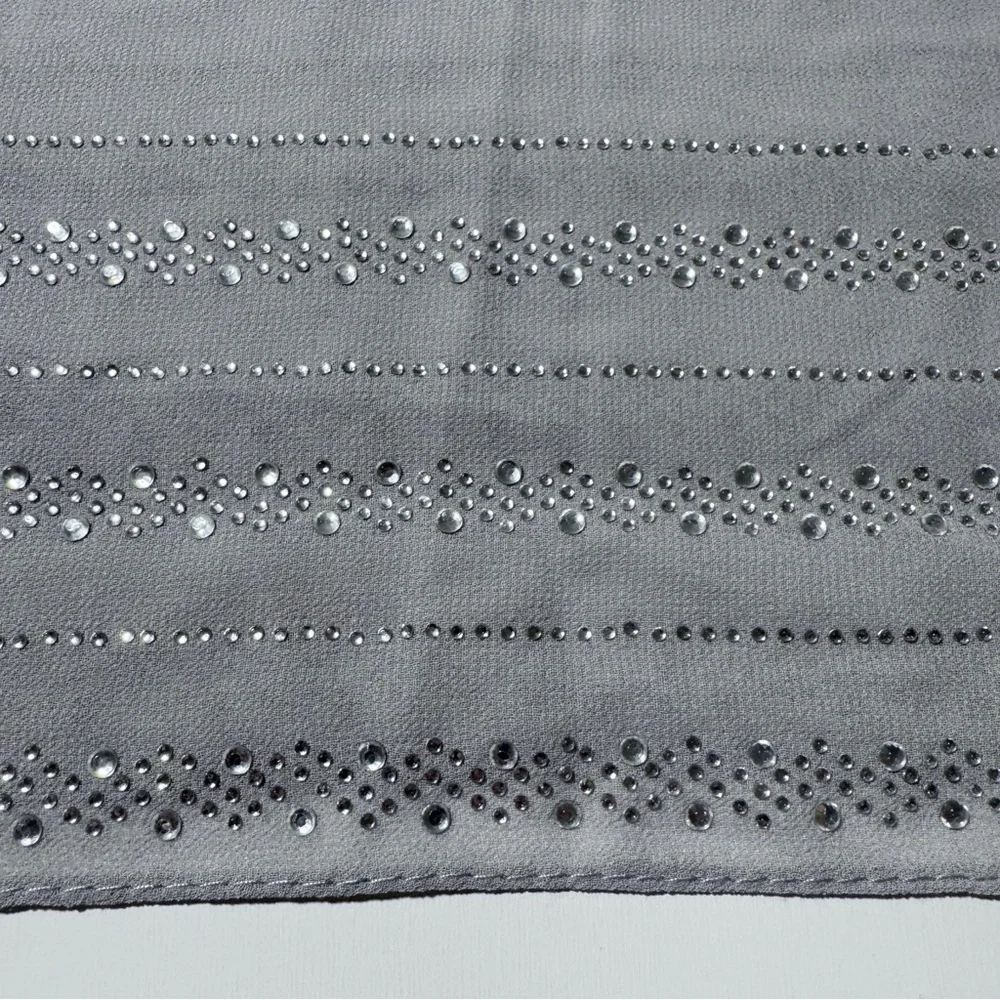 Ellen Tracy Sheer Gray Scarf/Wrap with Rhinestone Embellished Detail